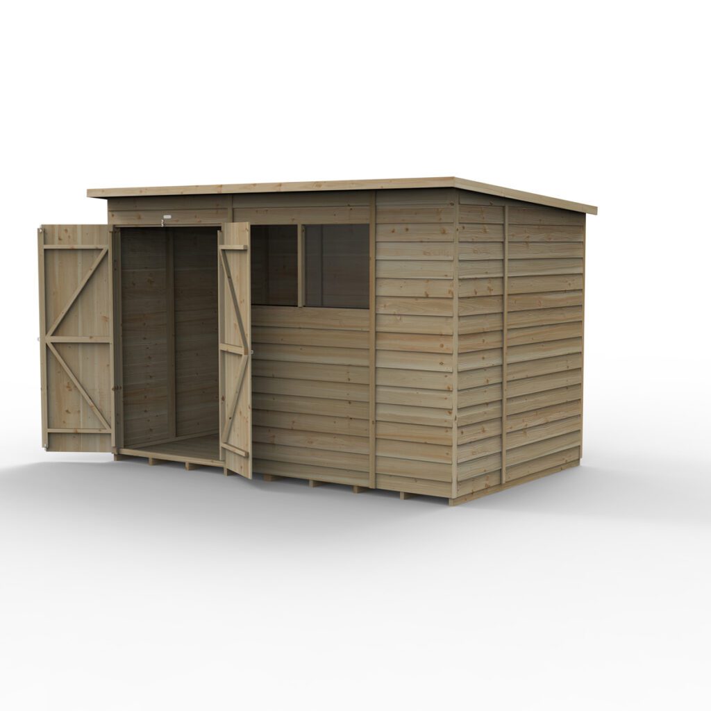 4LIFE Pent Shed 10×6 – 2 Windows – Double Door with Installation 5013053203651 2